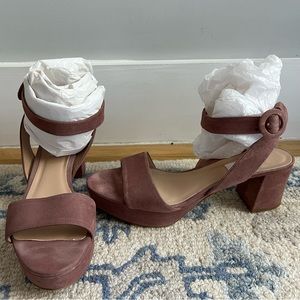 L.K. Bennett Platform Dark Pink Suede Block Heels, Size 39.5 (US8.5-9)
